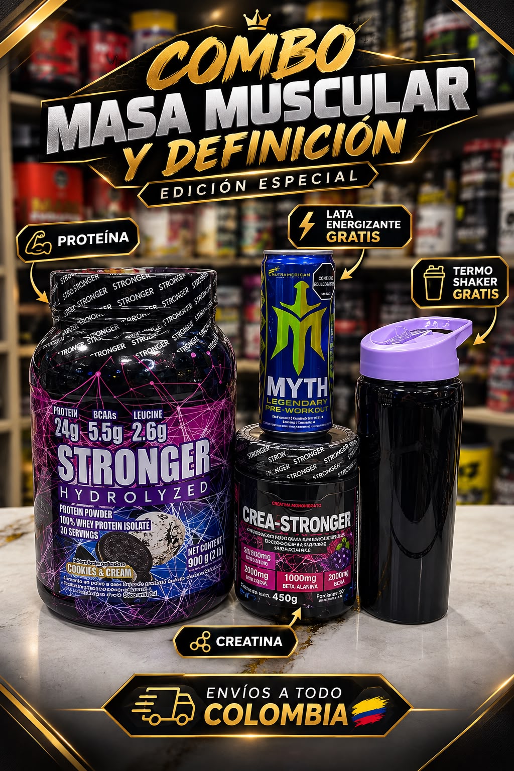 Combo Masa Muscular y Definición · Stronger Hydrolyzed