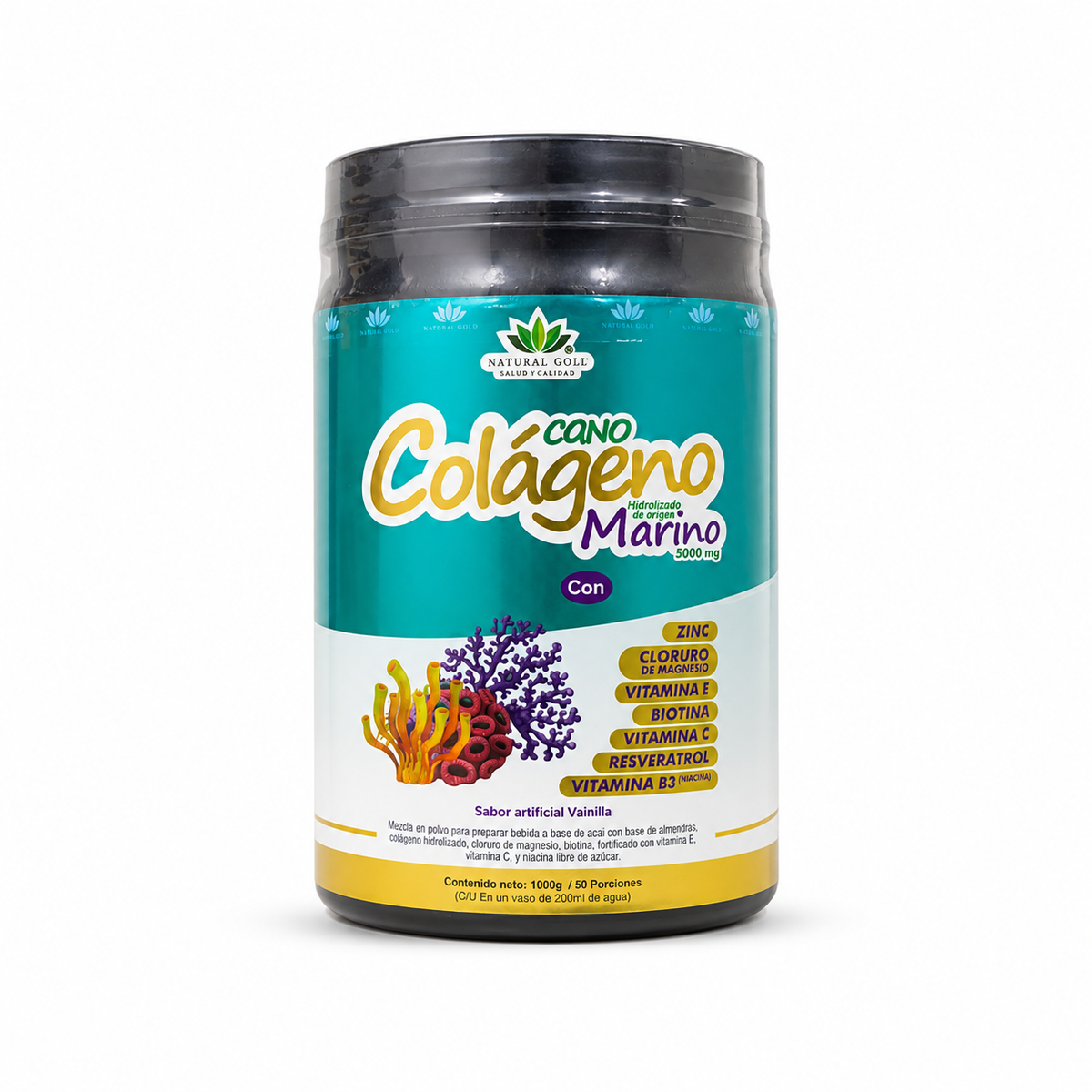 Natural Gold Colágeno Marino 5000 mg 1000 g – Vainilla