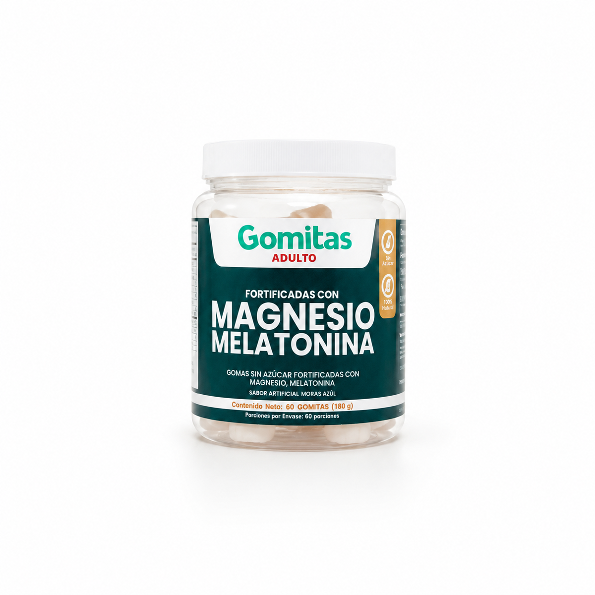 Gomitas Adulto Magnesio con Melatonina, sin azúcar – 60 gomitas