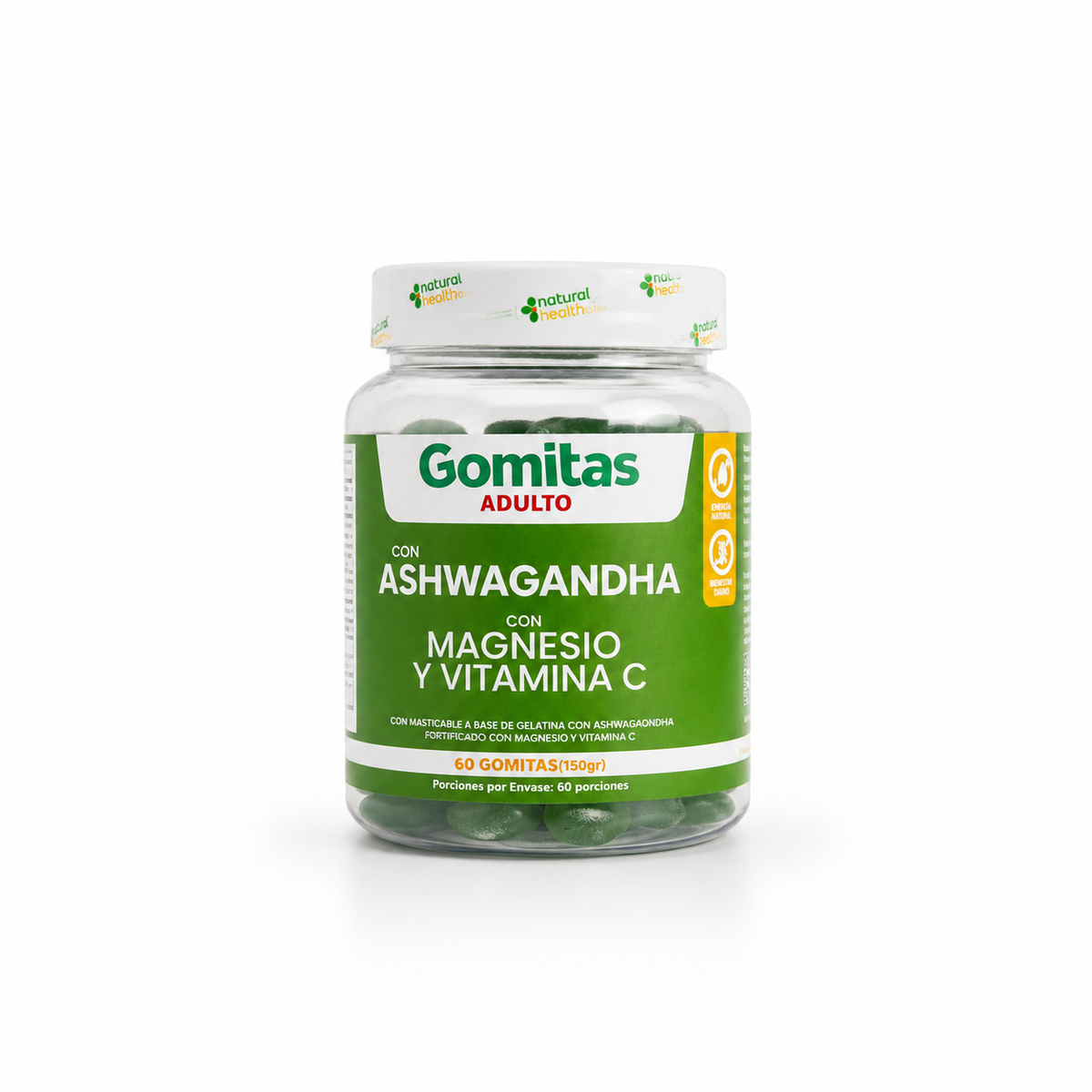 Gomitas Adulto Ashwagandha con Magnesio y Vitamina C – 60 gomitas