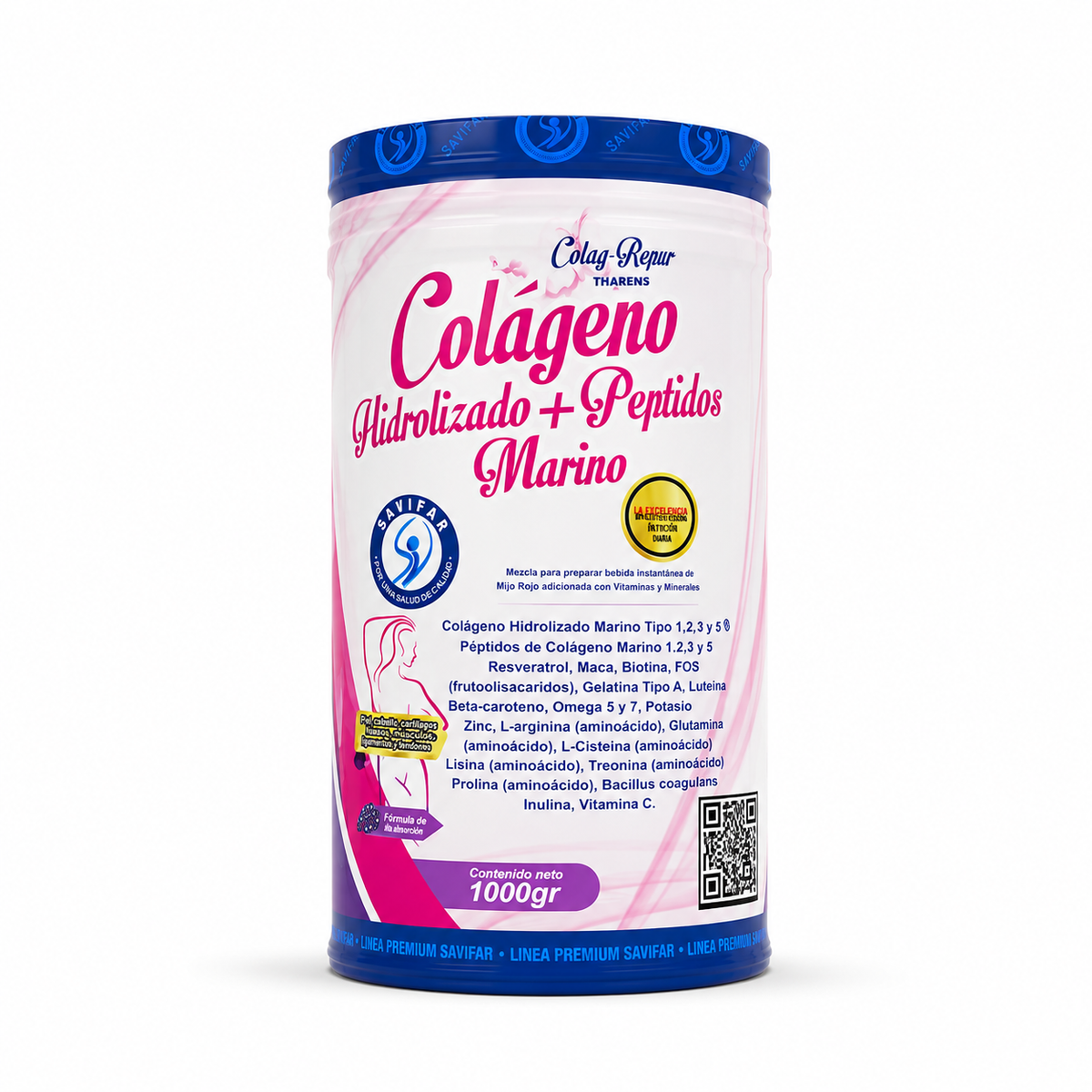 Savifar Colag-Rejuv Colágeno Hidrolizado + Péptidos Marino 1000 g